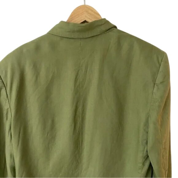 JH Collectibles green linen relaxed fit button closure blazer size US 10 - Picture 9 of 13